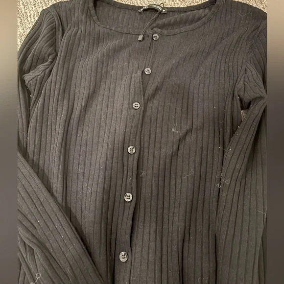 Zara midi ribbed button up dress long sleeves - Picture 2 of 4